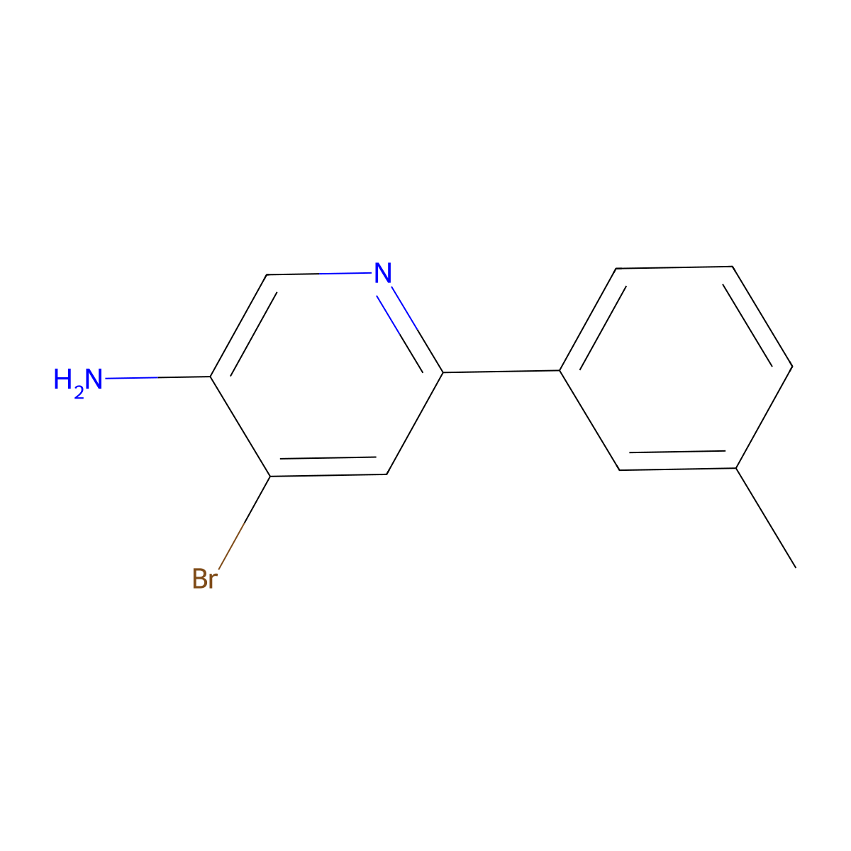 4-Bromo-3-amino-6-(3-tolyl)pyridine molecular structure, CAS 1381938-06-2