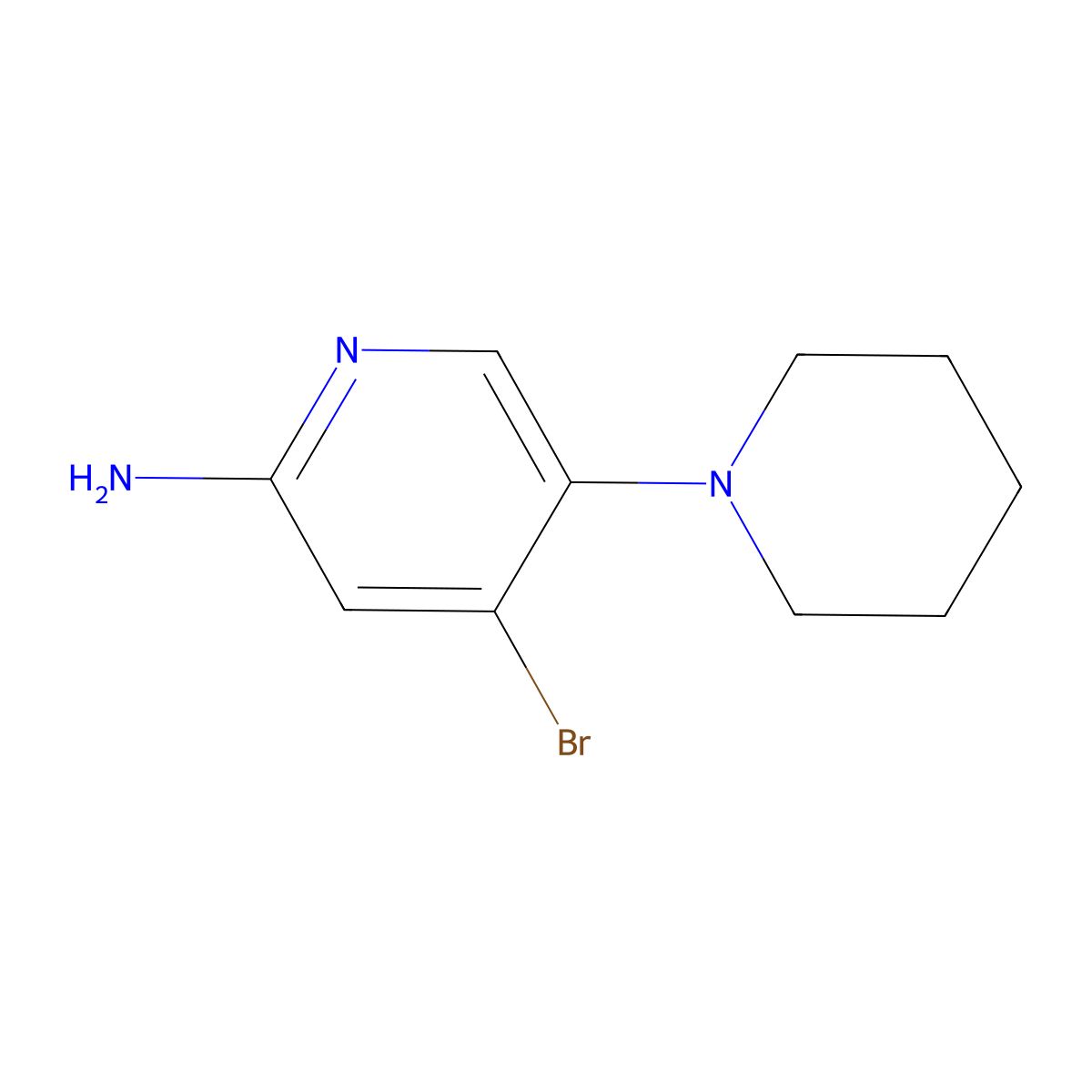 4-Bromo-2-amino-5-(piperidino)pyridine molecular structure, CAS 1381938-08-4