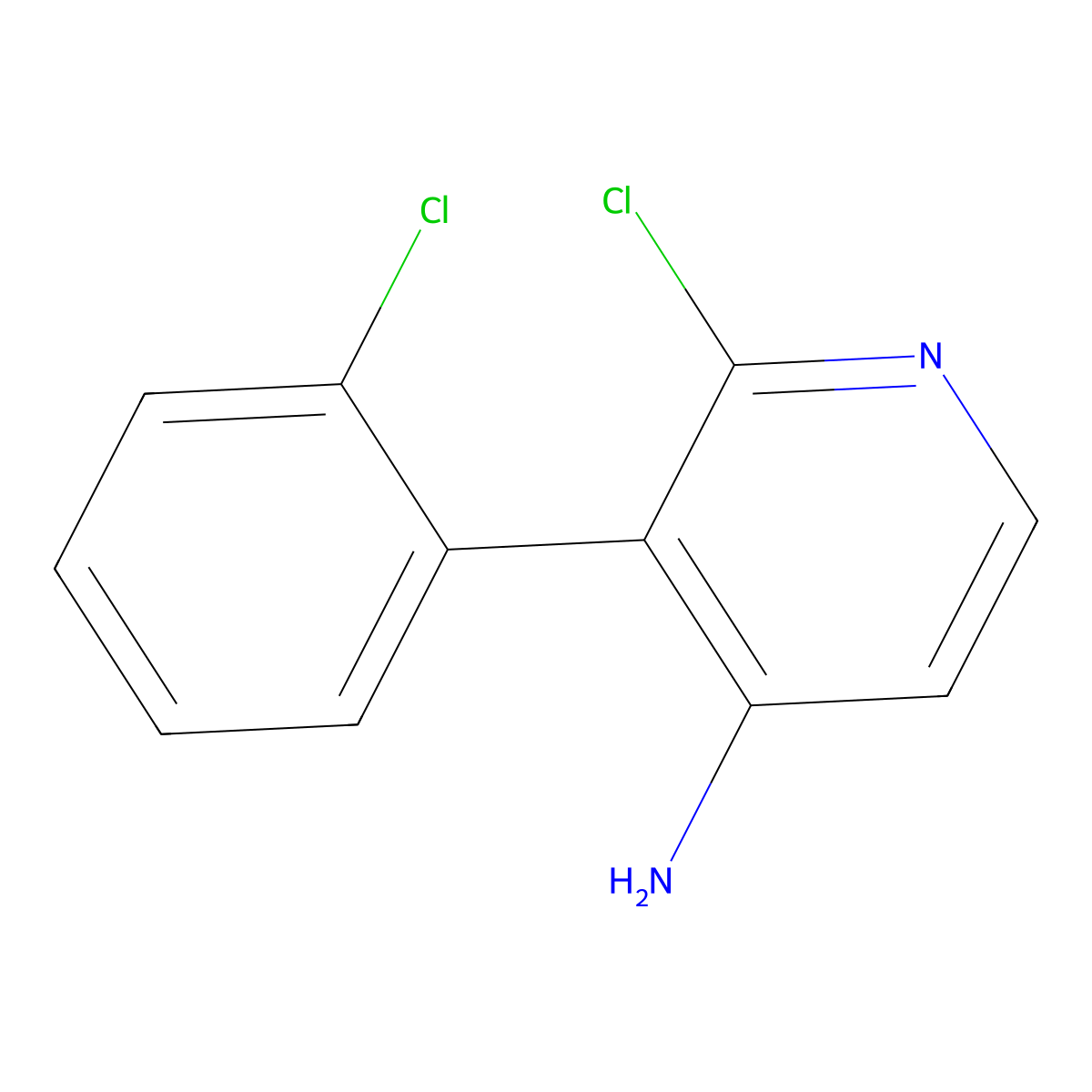 2-Chloro-4-amino-3-(2-chlorophenyl)pyridine molecular structure, CAS 1381938-11-9
