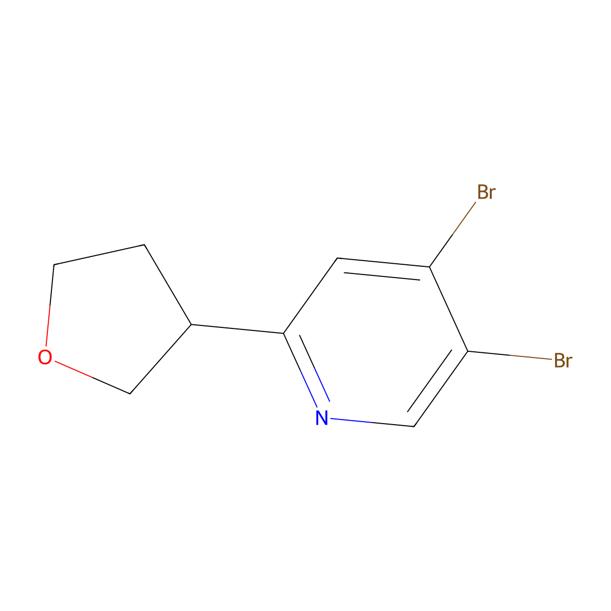 4,5-Dibromo-2-(tetrahydrofuran-3-yl)pyridine molecular structure, CAS 1381938-14-2