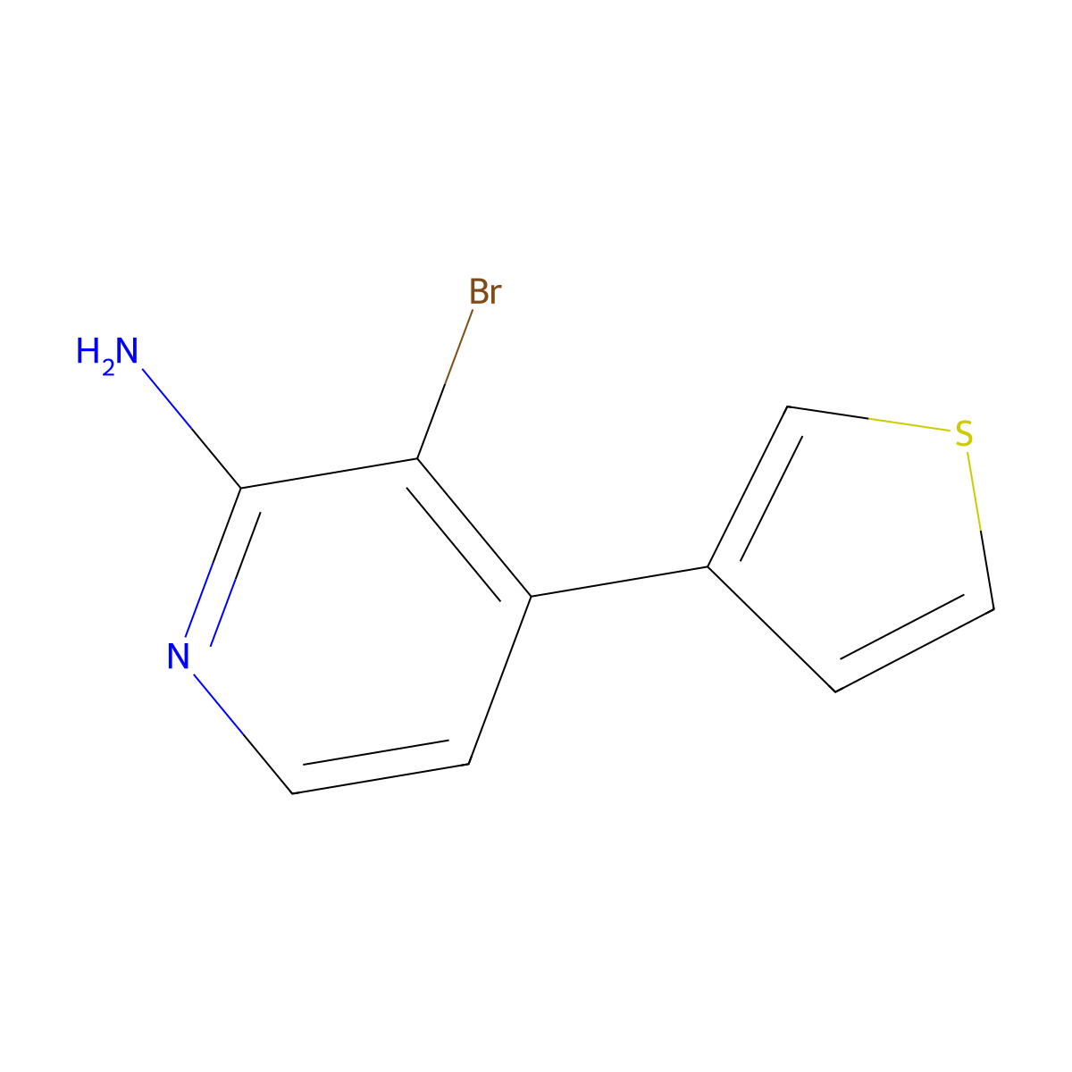 2-Amino-3-bromo-4-(3-thienyl)pyridine molecular structure, CAS 1381938-15-3