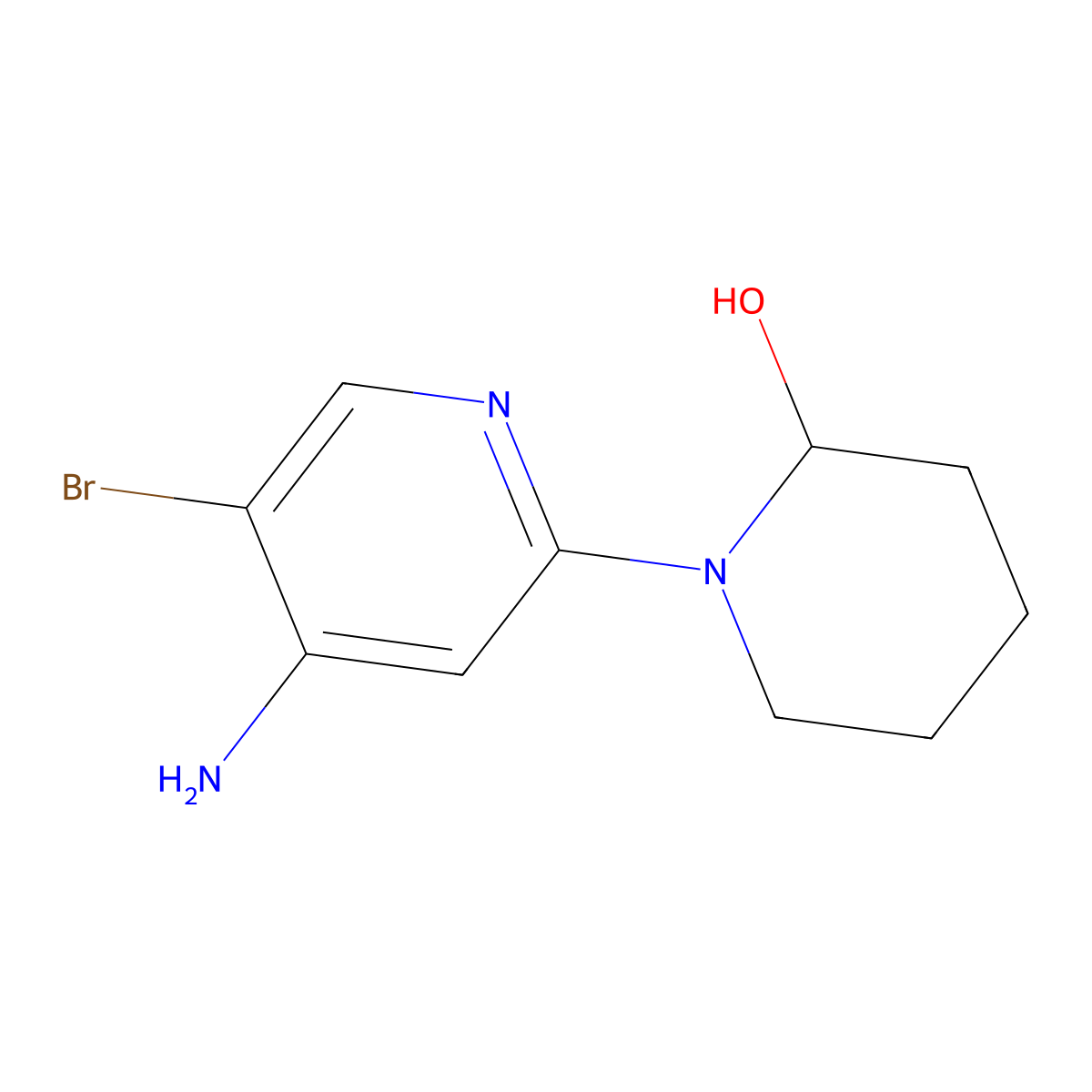 5-Bromo-2-(2-hydroxypiperidin-1-YL)pyridin-4-amine molecular structure, CAS 1381938-20-0