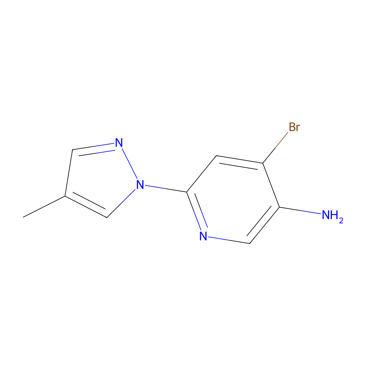 4-Bromo-3-amino-6-(4-methyl-1H-pyrazol-1-yl)pyridine molecular structure, CAS 1381938-21-1
