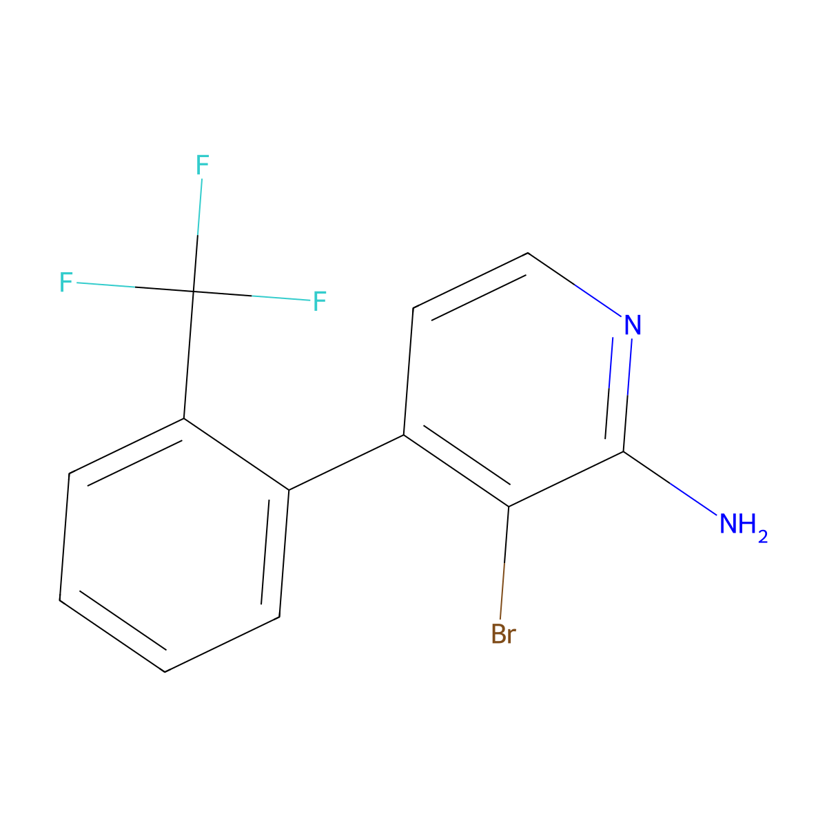2-Amino-3-bromo-4-(2-trifluoromethylphenyl)pyridine molecular structure, CAS 1381938-22-2