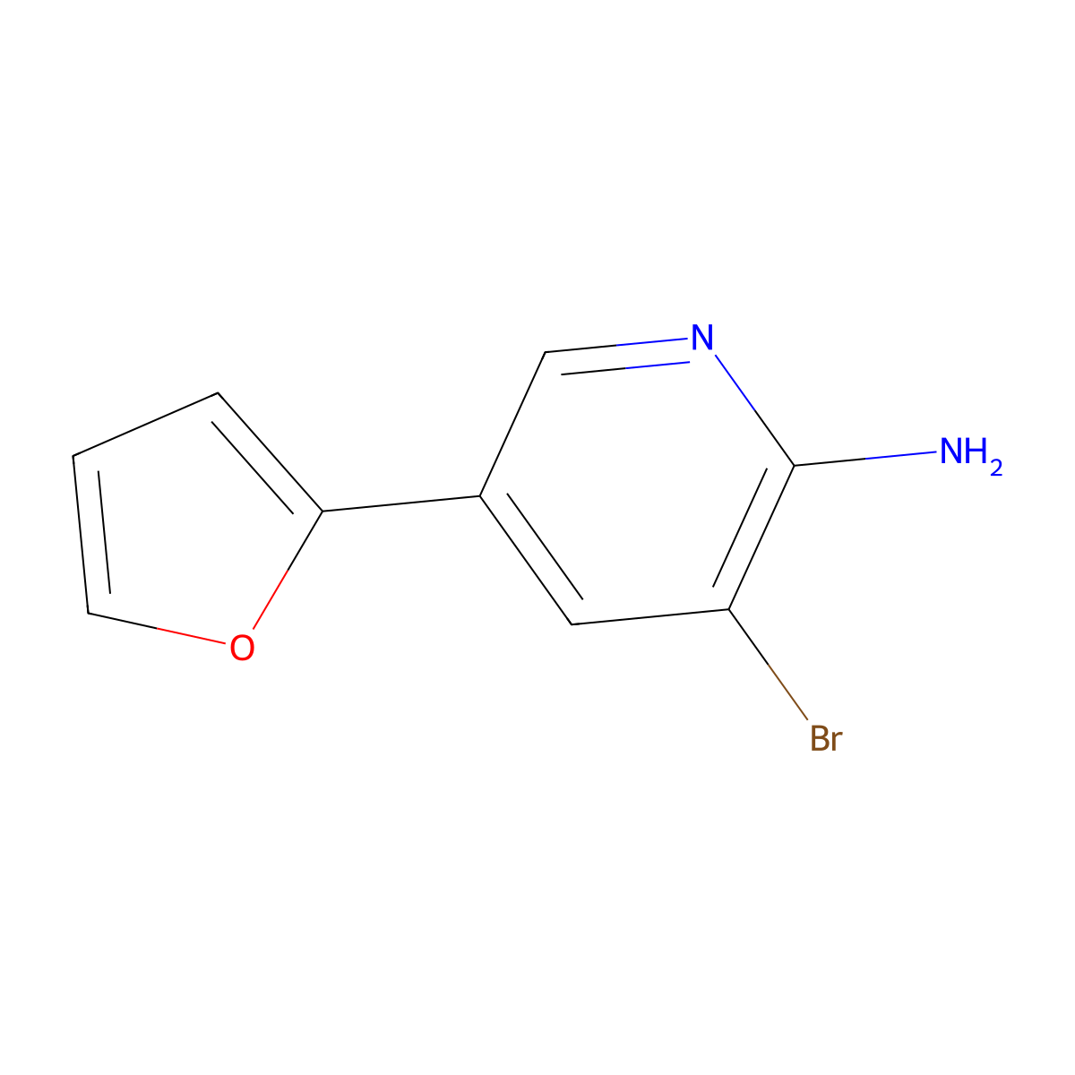 2-Amino-3-bromo-5-(2-furyl)pyridine molecular structure, CAS 1381938-23-3