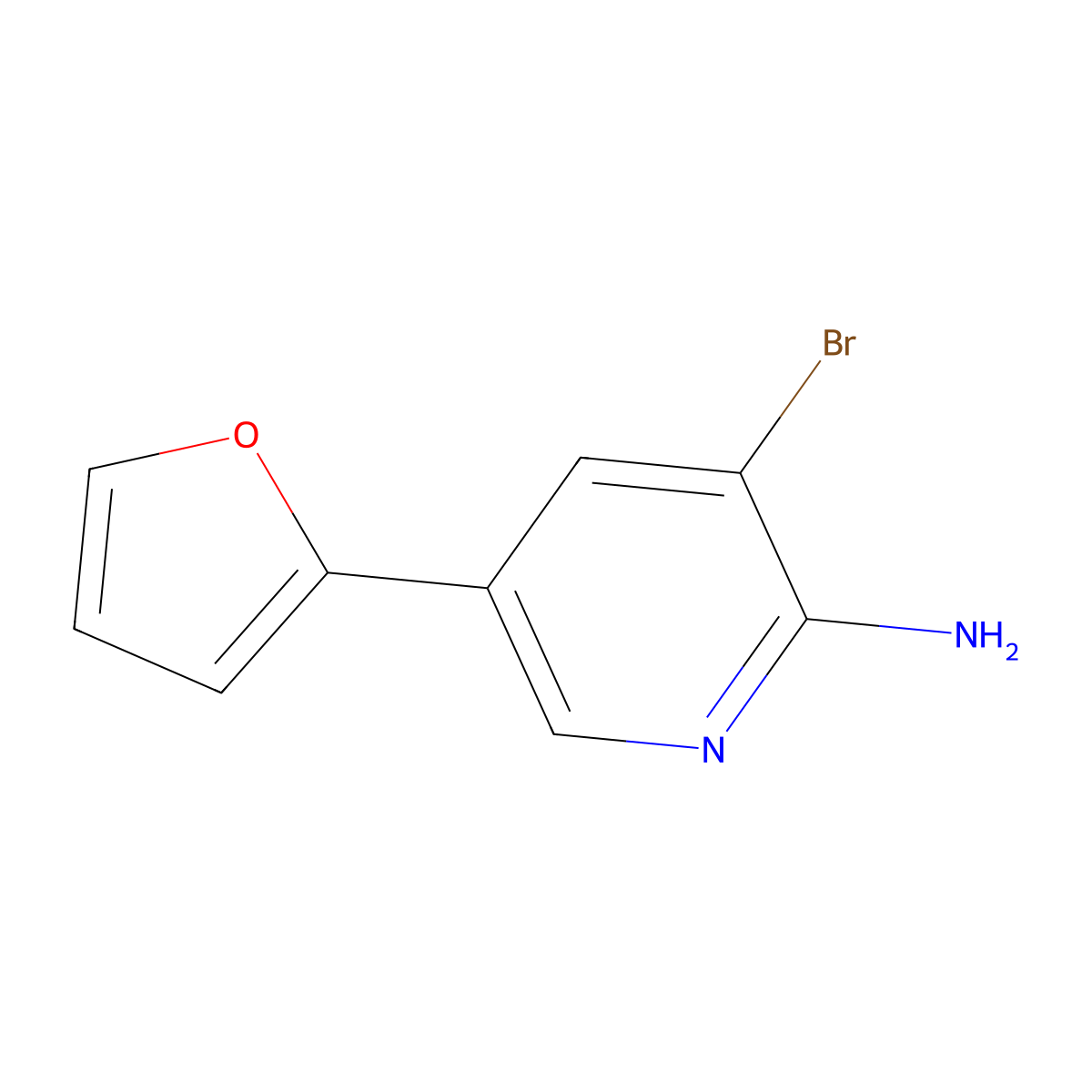 2-Amino-3-bromo-5-(2-furyl)pyridine molecular structure, CAS 1381938-23-3
