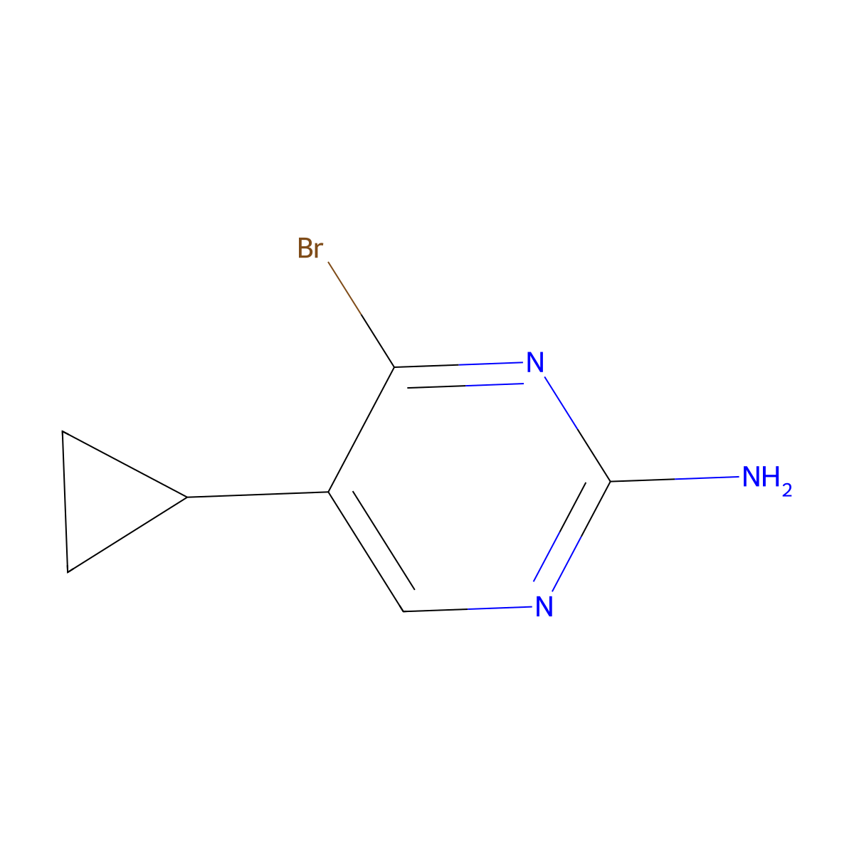 4-Bromo-2-amino-5-(cyclopropyl)pyrimidine molecular structure, CAS 1381938-24-4