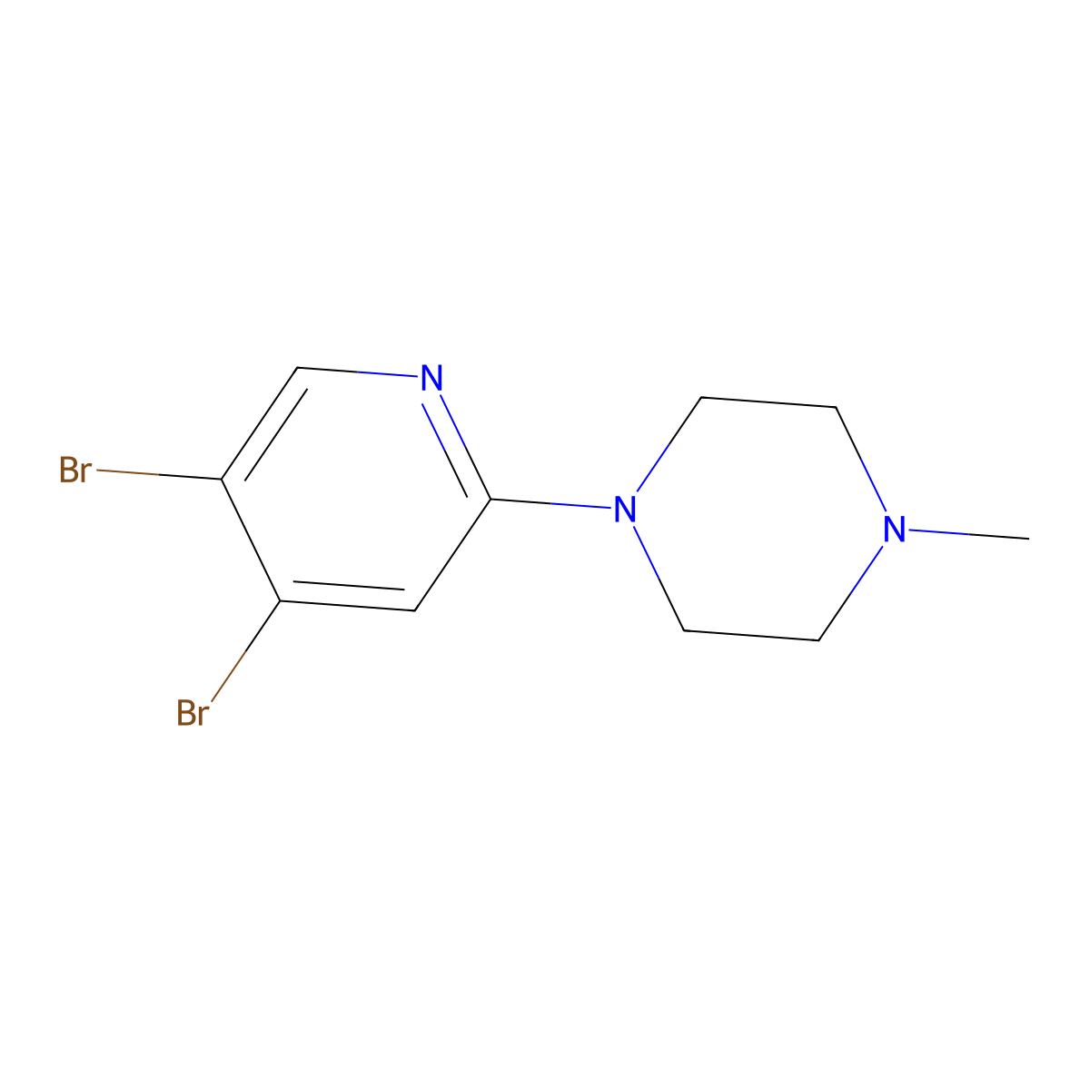 3,4-Dibromo-6-(N-methylpiperazin-1-yl)pyridine molecular structure, CAS 1381938-26-6