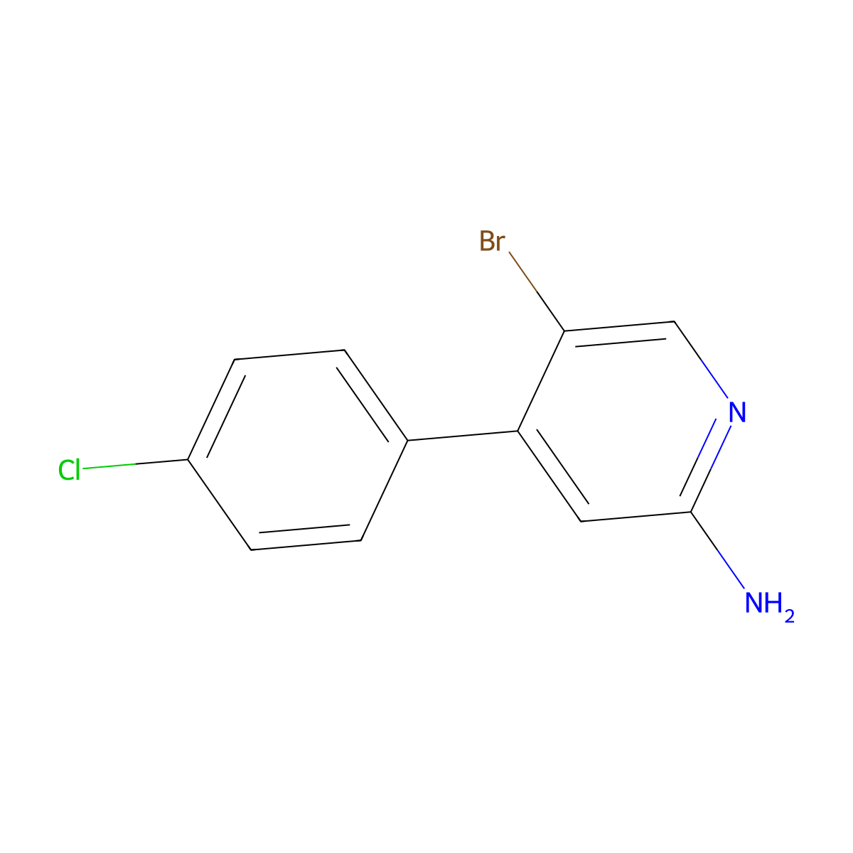 2-Amino-5-bromo-4-(4-chlorophenyl)pyridine molecular structure, CAS 1381938-27-7