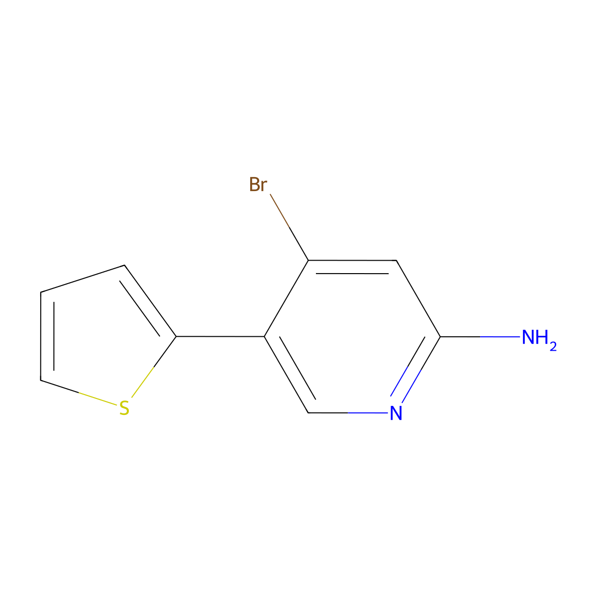 4-Bromo-2-amino-5-(2-thienyl)pyridine molecular structure, CAS 1381938-28-8