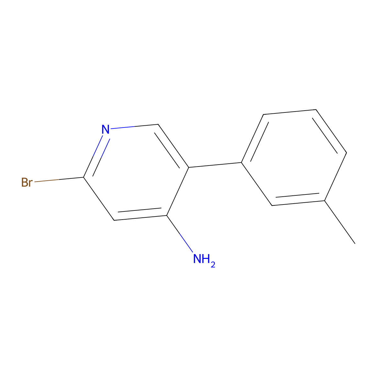 2-Bromo-4-amino-5-(3-tolyl)pyridine molecular structure, CAS 1381938-29-9