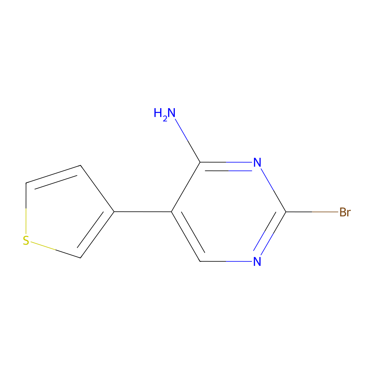 2-Bromol-4-amino-5-(3-thienyl)pyrimidine molecular structure, CAS 1381938-30-2