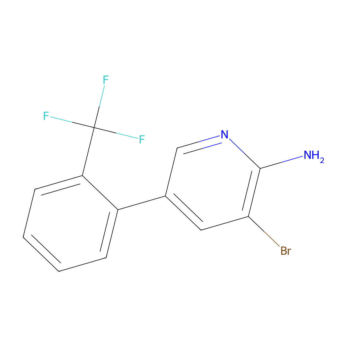2-Amino-3-bromo-5-(2-trifluoromethylphenyl)pyridine molecular structure, CAS 1381938-32-4