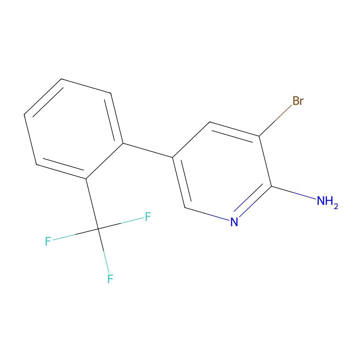 2-Amino-3-bromo-5-(2-trifluoromethylphenyl)pyridine molecular structure, CAS 1381938-32-4