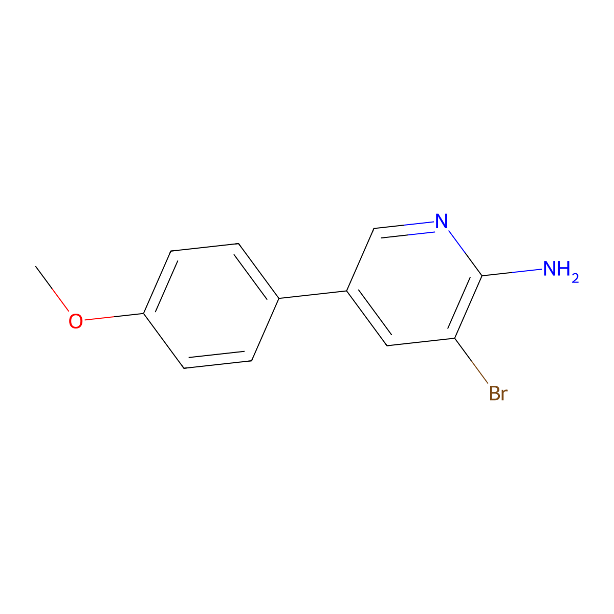 3-Bromo-5-(4-methoxyphenyl)pyridin-2-amine molecular structure, CAS 1381938-33-5