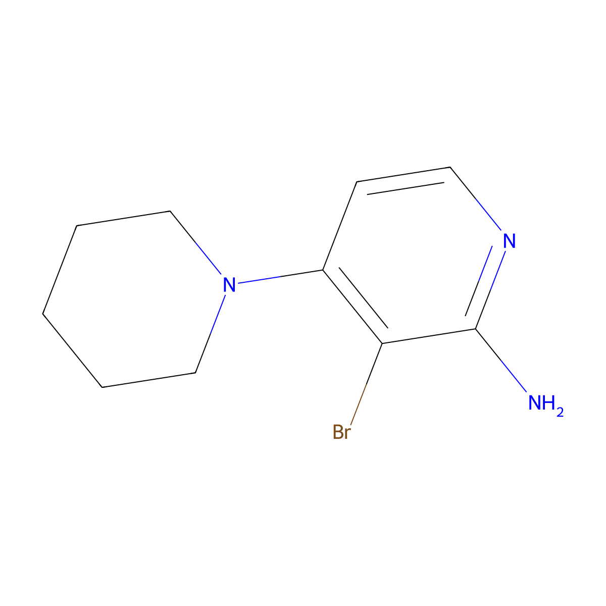 2-Amino-3-bromo-4-(piperidino)pyridine molecular structure, CAS 1381938-36-8