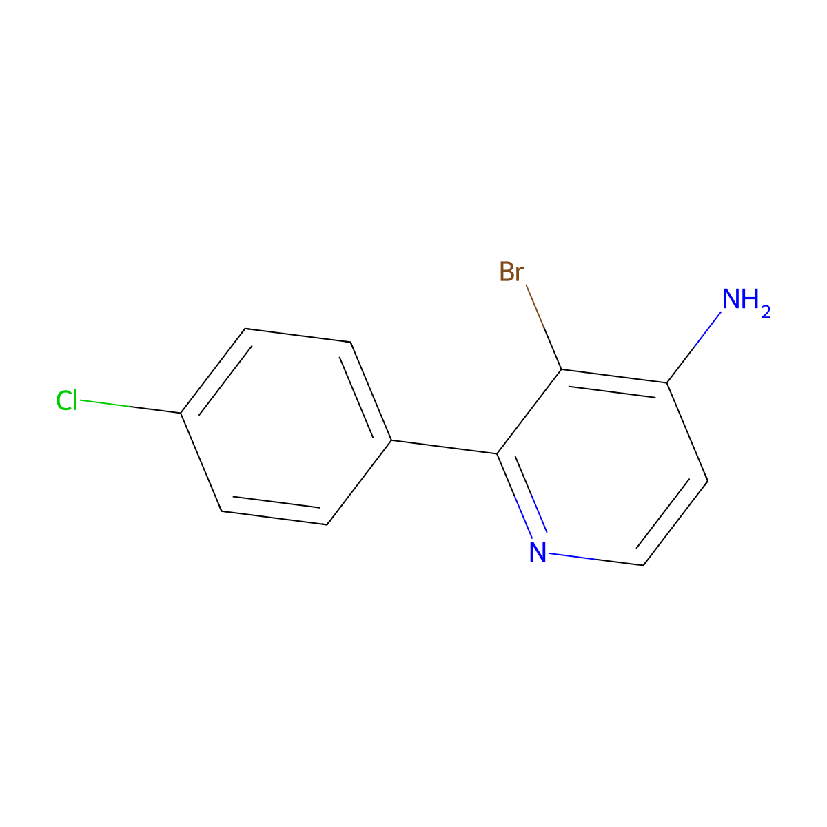 3-Bromo-2-(4-chlorophenyl)pyridin-4-amine molecular structure, CAS 1381938-41-5