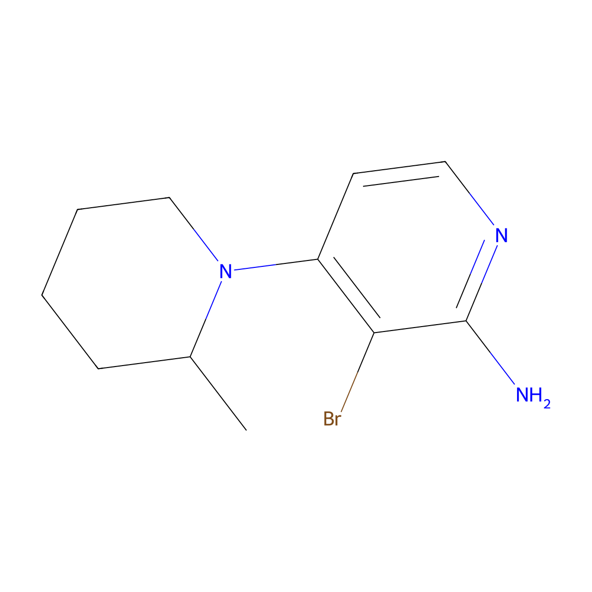 2-Amino-3-bromo-4-(2-methylpiperidin-1-yl)pyridine molecular structure, CAS 1381938-42-6