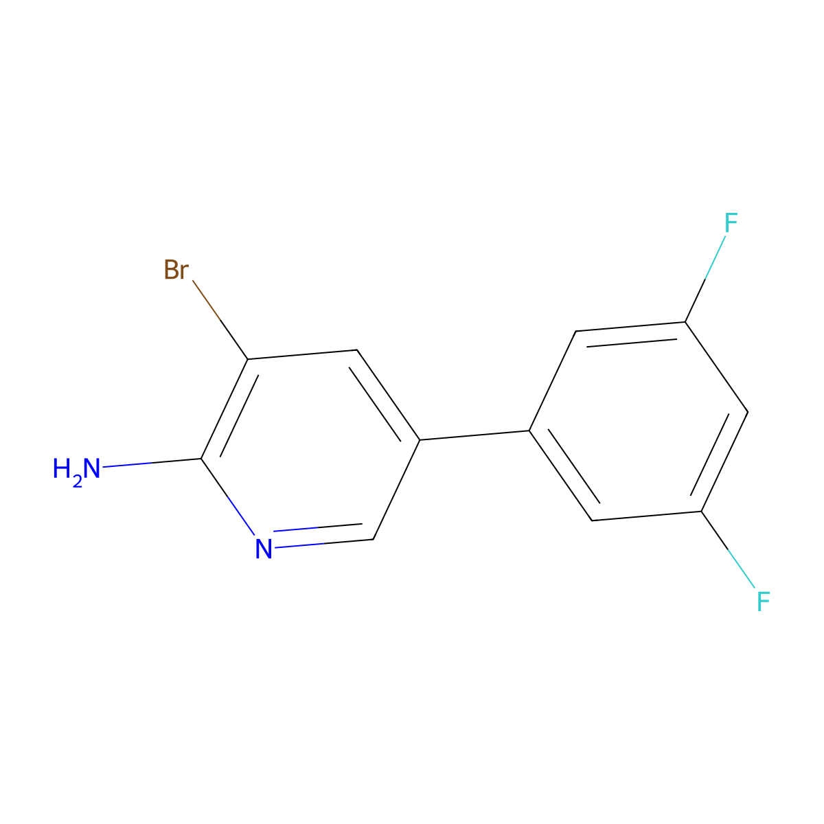 2-Amino-3-bromo-5-(3,5-difluorophenyl)pyridine molecular structure, CAS 1381938-43-7