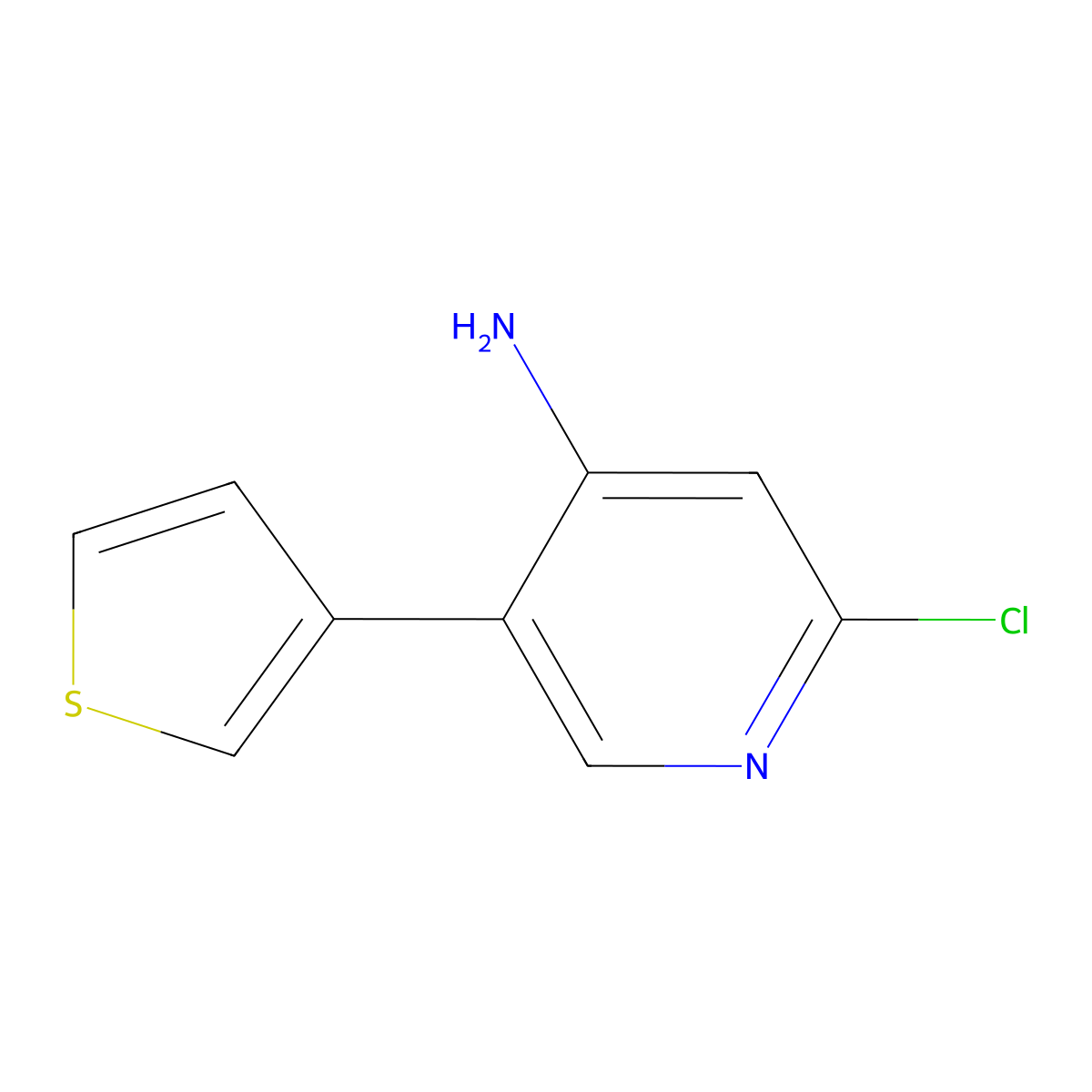2-Chloro-4-amino-5-(3-thienyl)pyridine molecular structure, CAS 1381938-47-1