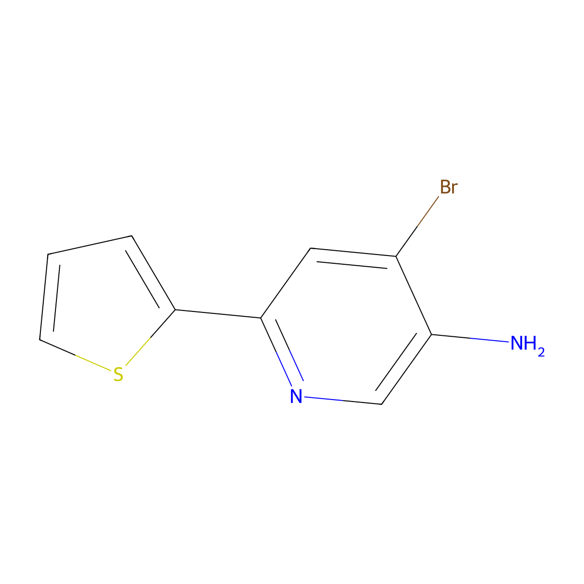 4-Bromo-3-amino-6-(2-thienyl)pyridine molecular structure, CAS 1381938-48-2