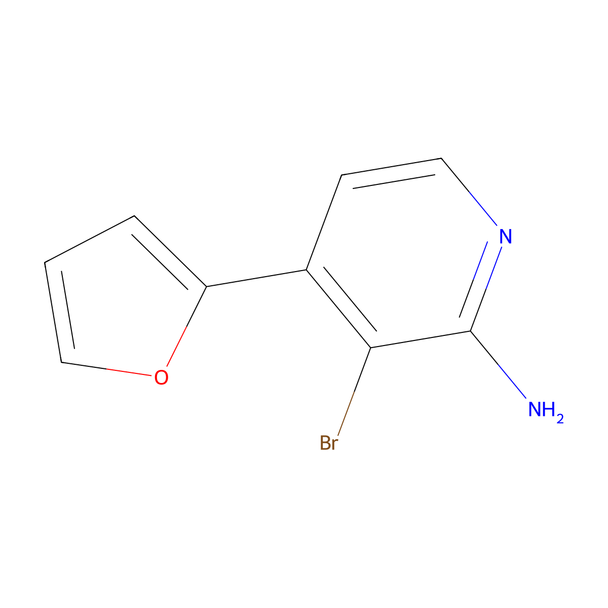 2-Amino-3-bromo-4-(2-furyl)pyridine molecular structure, CAS 1381938-49-3