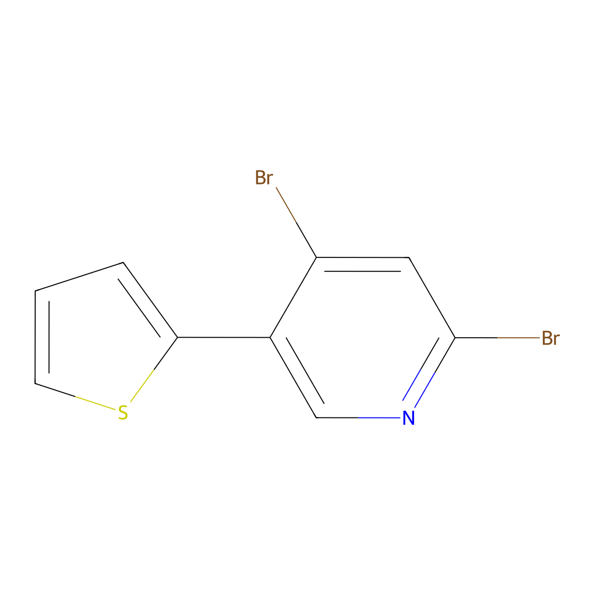 2,4-Dibromo-5-(2-thienyl)pyridine molecular structure, CAS 1381938-56-2