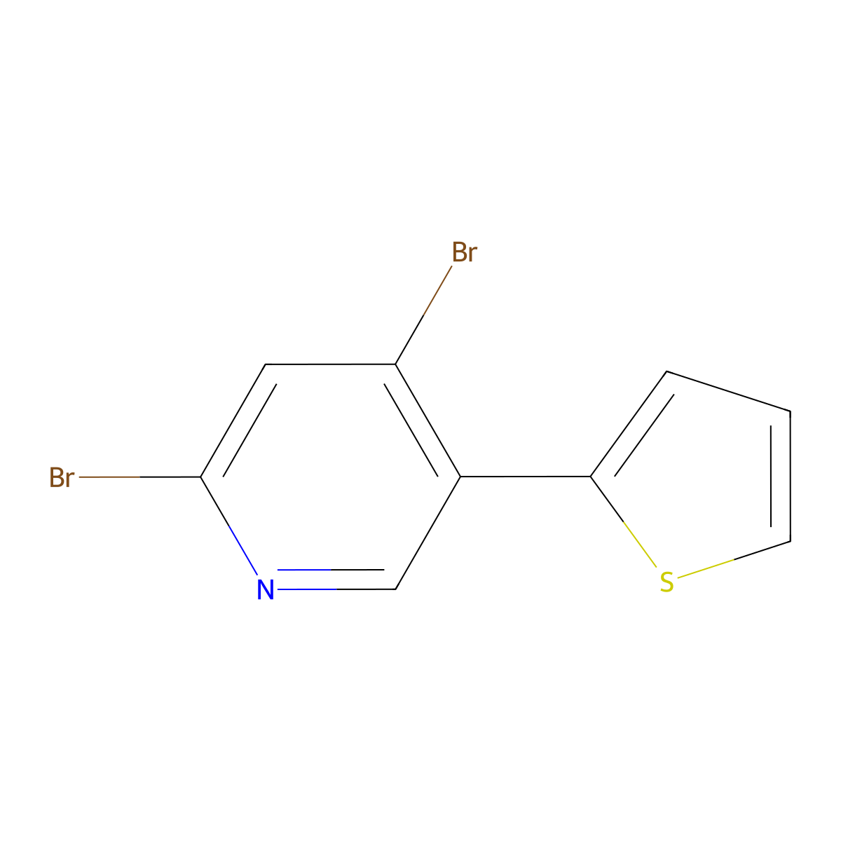 2,4-Dibromo-5-(2-thienyl)pyridine molecular structure, CAS 1381938-56-2