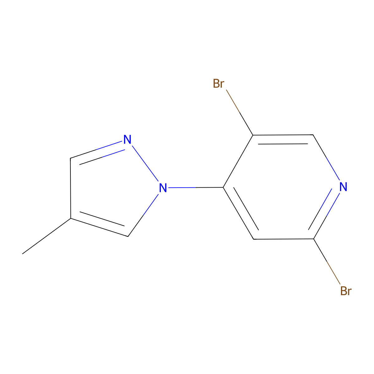 2,5-Dibromo-4-(4-methyl-1H-pyrazol-1-yl)pyridine molecular structure, CAS 1381938-63-1