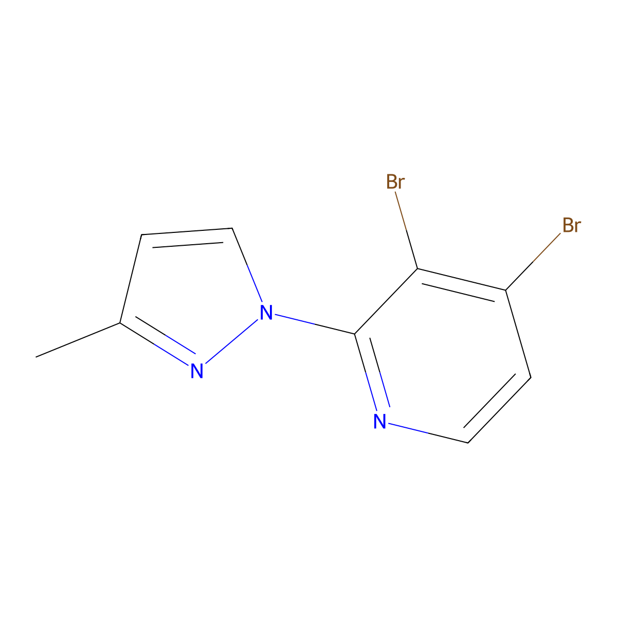 3,4-Dibromo-2-(3-methyl-1H-pyrazol-1-yl)pyridine molecular structure, CAS 1381938-67-5