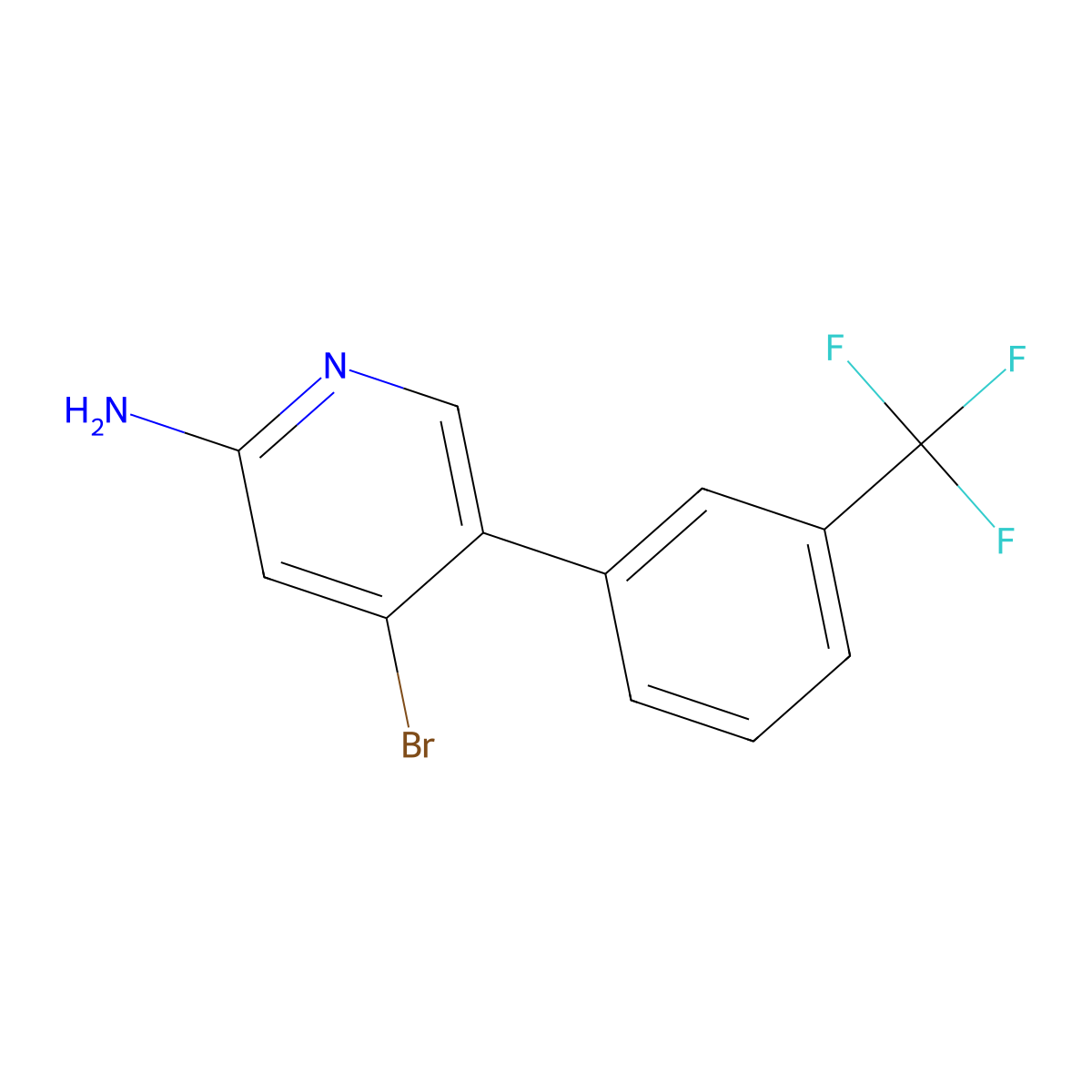 2-Amino-4-bromo-5-(3-trifluoromethylphenyl)pyridine molecular structure, CAS 1381938-69-7