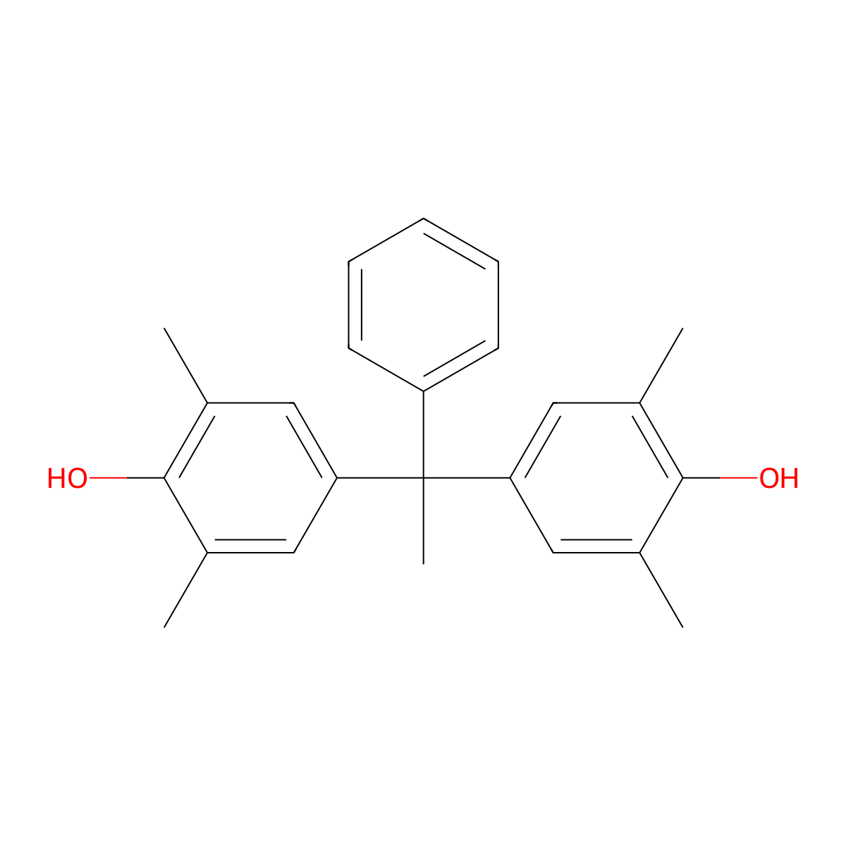 4-[1-(4-Hydroxy-3,5-dimethylphenyl)-1-phenylethyl]-2,6-dimethylphenol molecular structure, CAS 138194-61-3