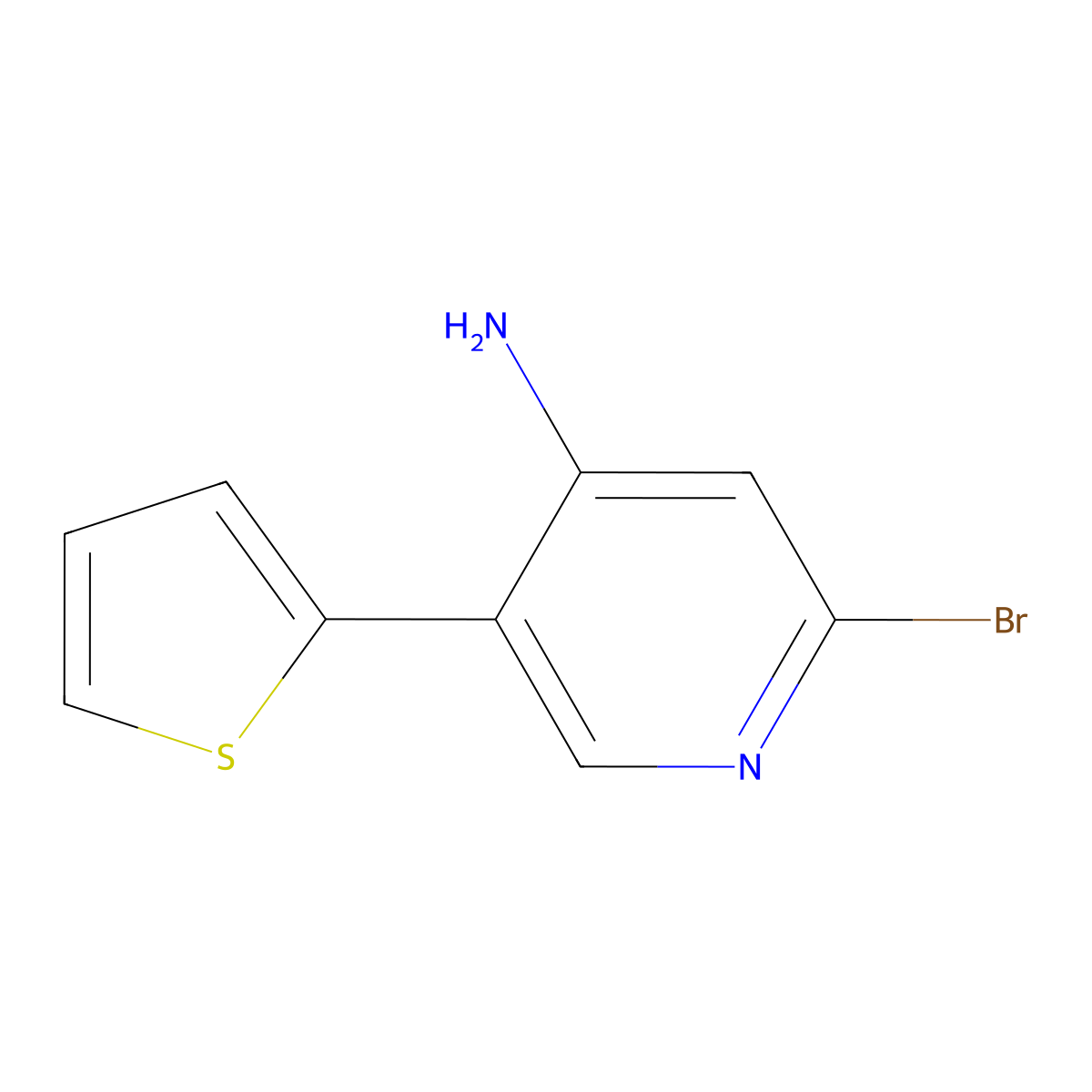 2-Bromo-4-amino-5-(2-thienyl)pyridine molecular structure, CAS 1381940-56-2