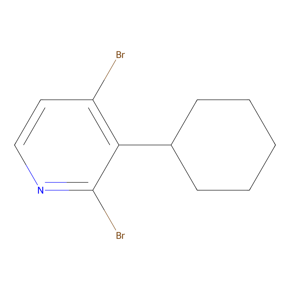 2,4-Dibromo-3-(cyclohexyl)pyridine molecular structure, CAS 1381940-69-7