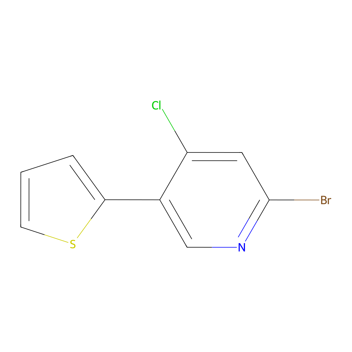 2-Bromo-4-chloro-5-(2-thienyl)pyridine molecular structure, CAS 1381940-70-0