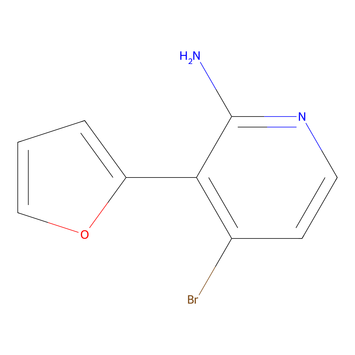 2-Amino-4-bromo-3-(2-furyl)pyridine molecular structure, CAS 1381940-71-1
