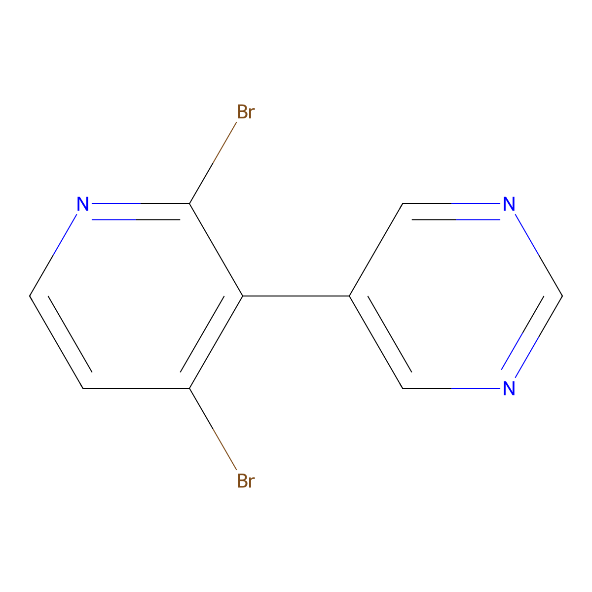 2,4-Dibromo-3-(5-pyrimidyl)pyridine molecular structure, CAS 1381940-81-3