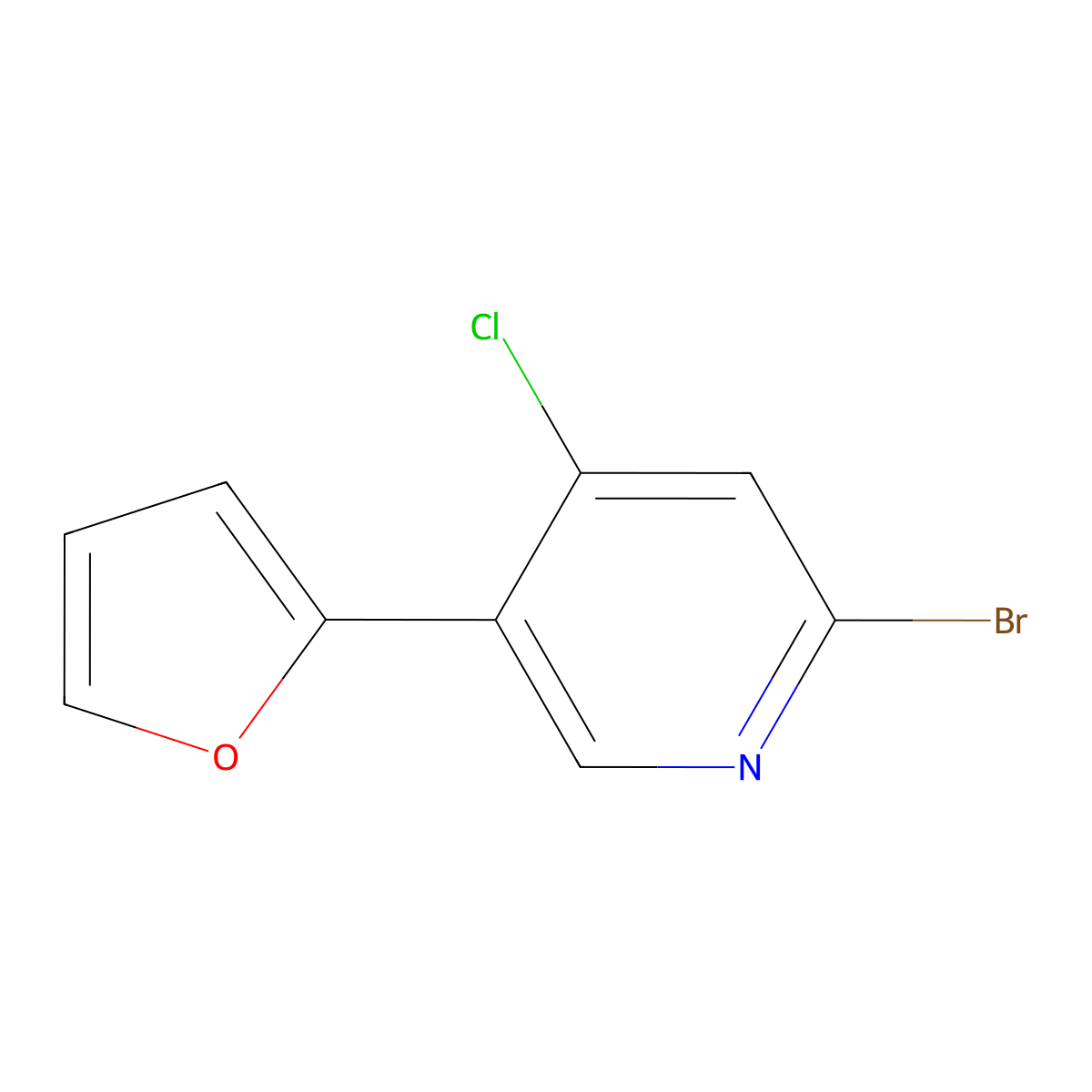 2-Bromo-4-chloro-5-(2-furyl)pyridine molecular structure, CAS 1381940-85-7