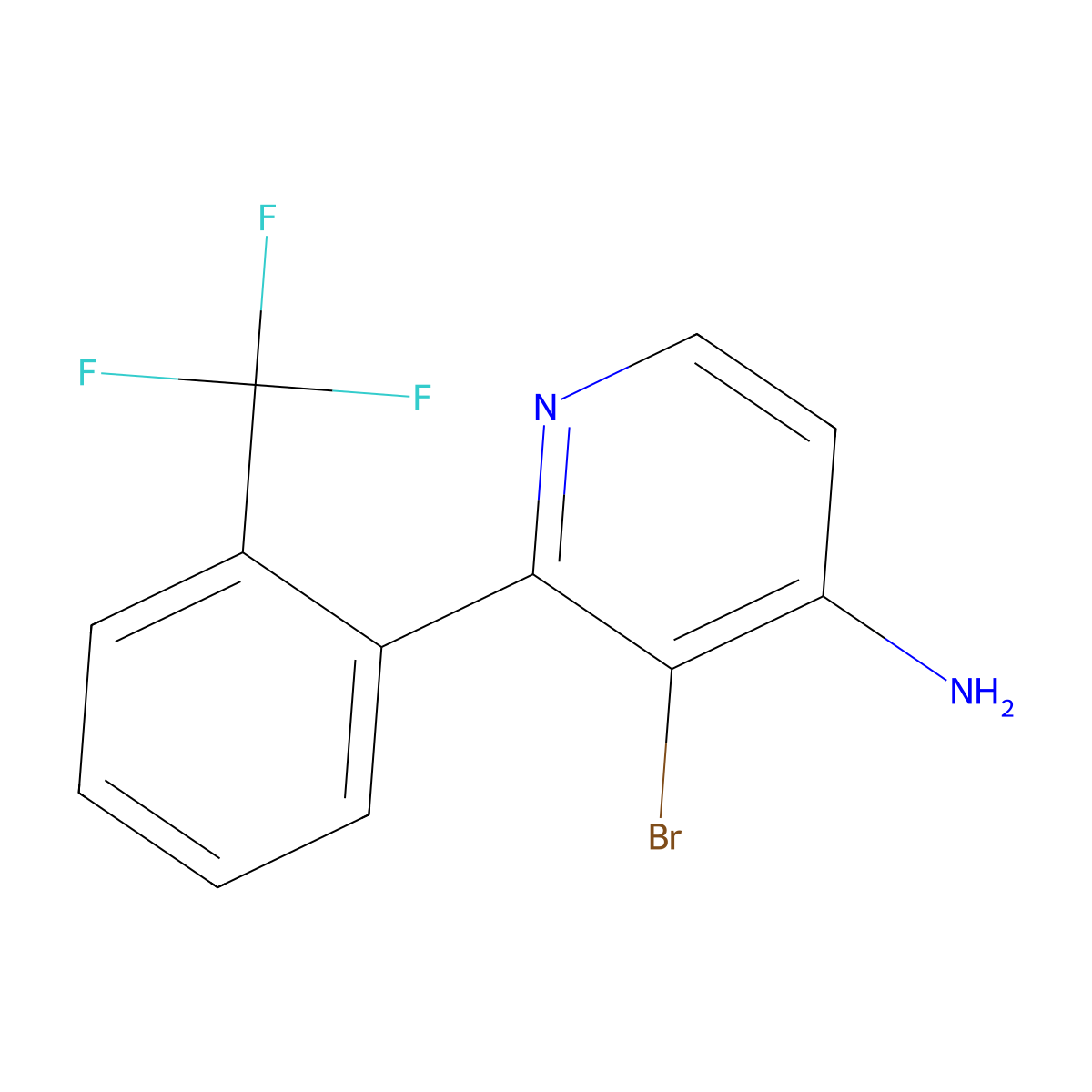 3-Bromo-2-[2-(trifluoromethyl)phenyl]pyridin-4-amine molecular structure, CAS 1381940-88-0