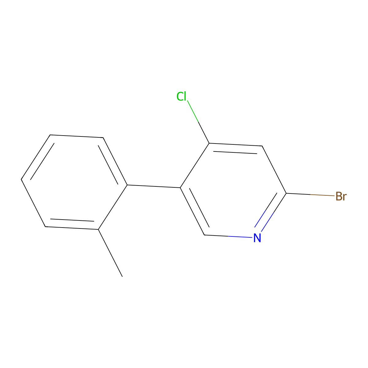 2-Bromo-4-chloro-5-(2-tolyl)pyridine molecular structure, CAS 1381940-96-0