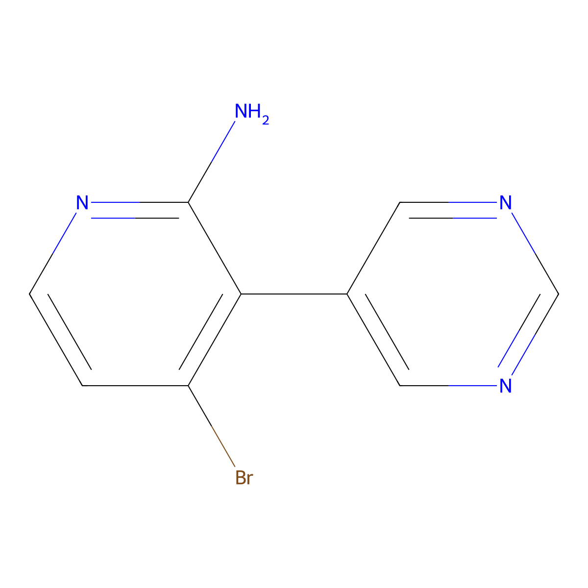 2-Amino-4-bromo-3-(5-pyrimidyl)pyridine molecular structure, CAS 1381940-98-2