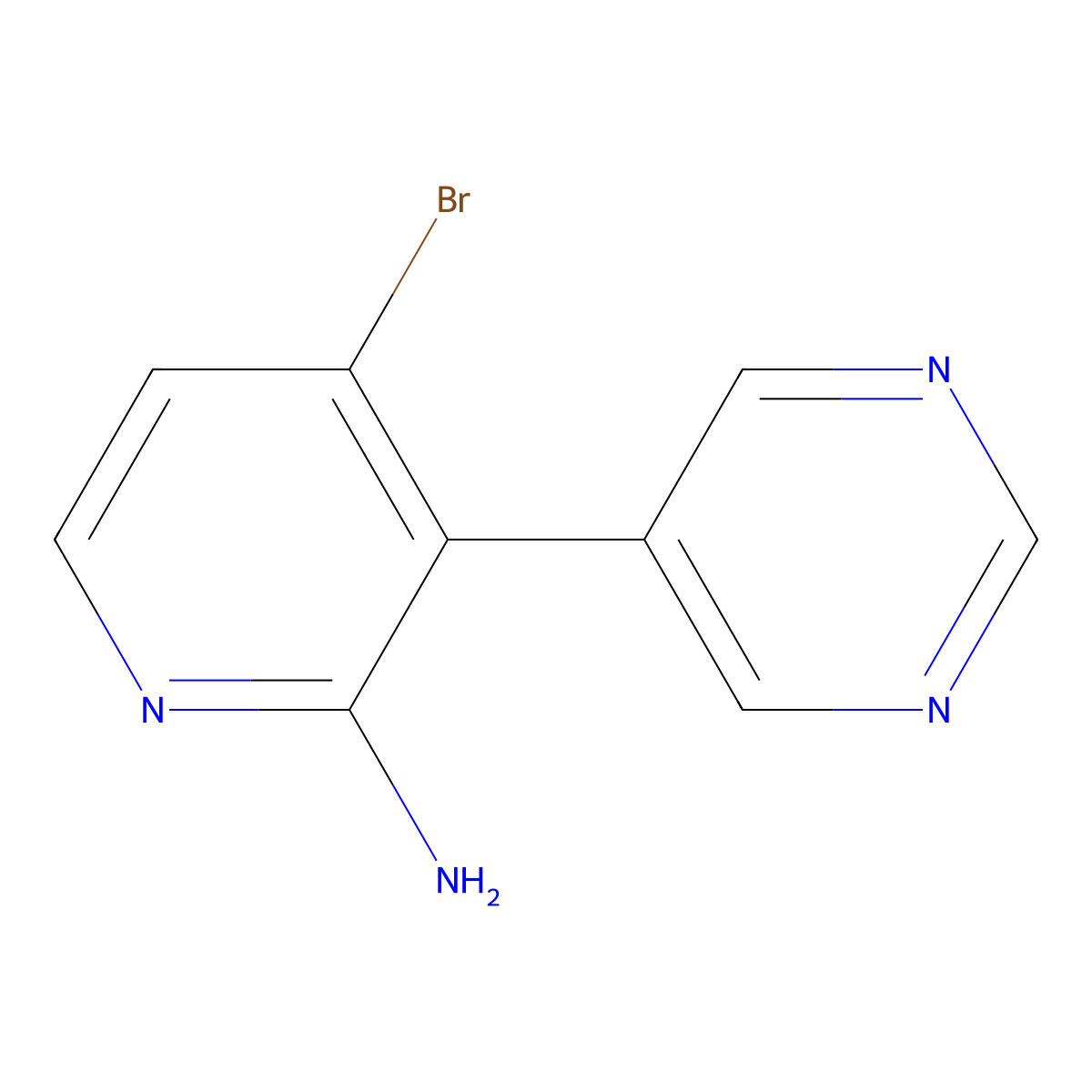 2-Amino-4-bromo-3-(5-pyrimidyl)pyridine molecular structure, CAS 1381940-98-2