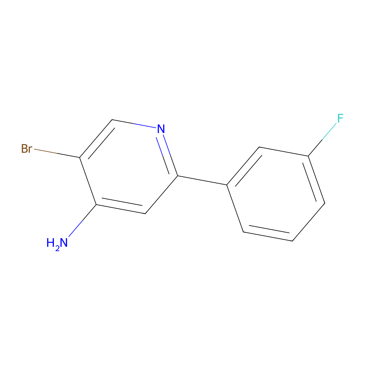 5-Bromo-2-(3-fluorophenyl)pyridin-4-amine molecular structure, CAS 1381941-00-9