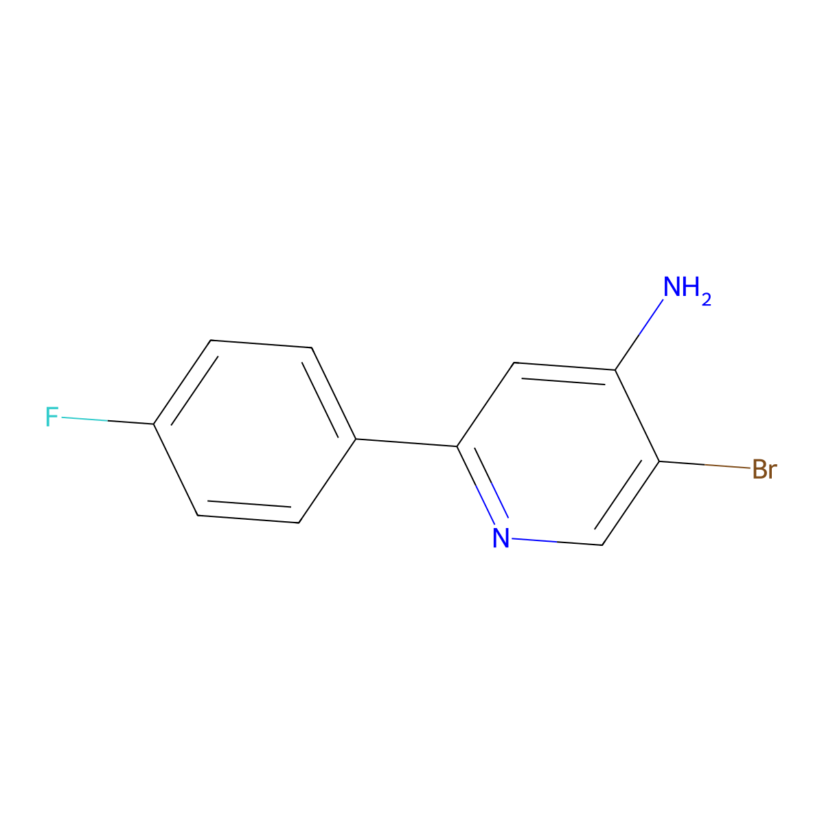 5-Bromo-2-(4-fluorophenyl)pyridin-4-amine molecular structure, CAS 1381941-09-8