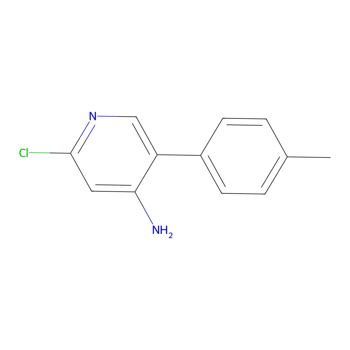 2-Chloro-4-amino-5-(4-tolyl)pyridine molecular structure, CAS 1381941-11-2