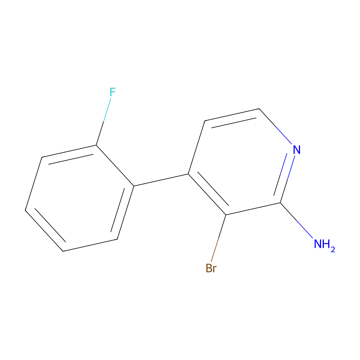 2-Amino-3-bromo-4-(2-fluorophenyl)pyridine molecular structure, CAS 1381941-12-3