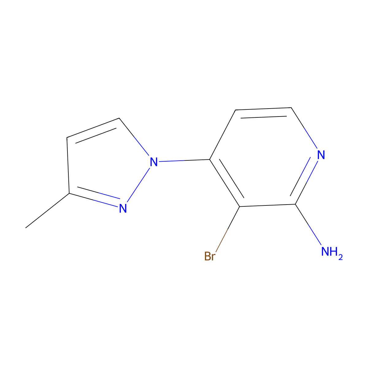 2-Amino-3-bromo-4-(3-methyl-1H-pyrazol-1-yl)pyridine molecular structure, CAS 1381941-13-4