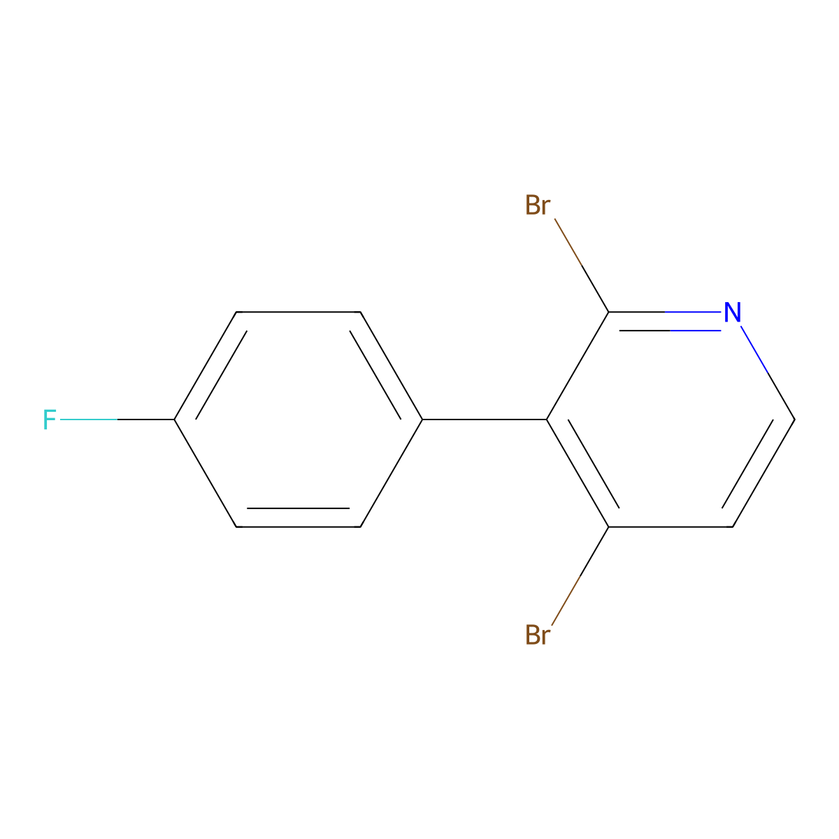 2,4-Dibromo-3-(4-fluorophenyl)pyridine molecular structure, CAS 1381941-14-5