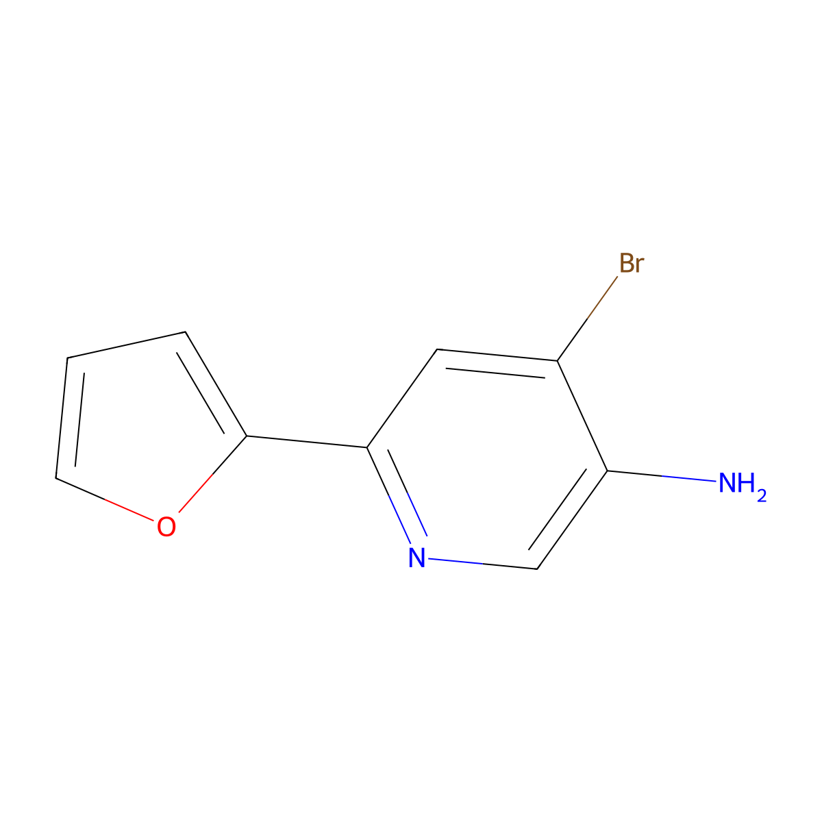 4-Bromo-3-amino-6-(2-furyl)pyridine molecular structure, CAS 1381941-21-4