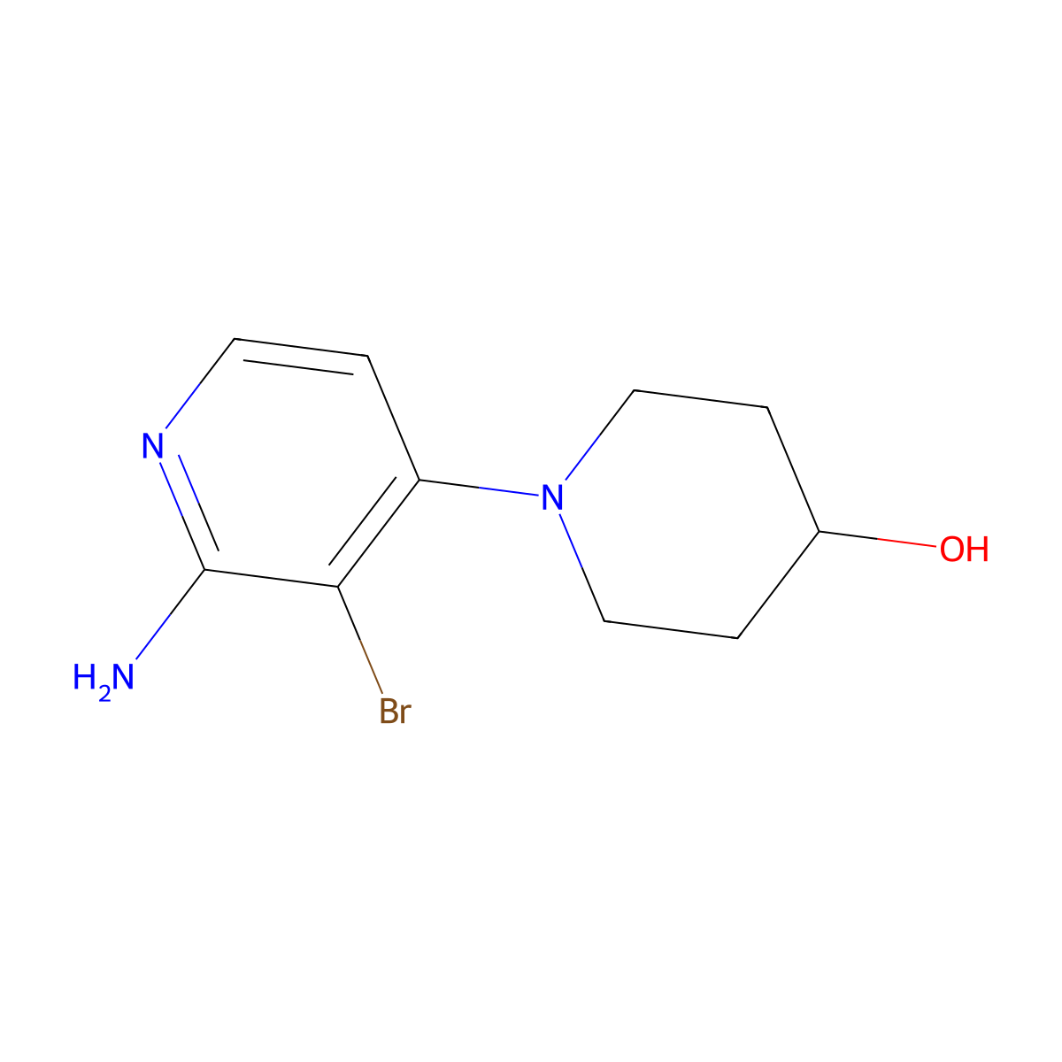 2-Amino-3-bromo-4-(4-hydroxypiperidin-1-yl)pyridine molecular structure, CAS 1381941-27-0